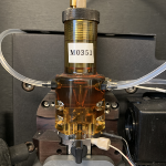 Close up of flow cytometer flow cell